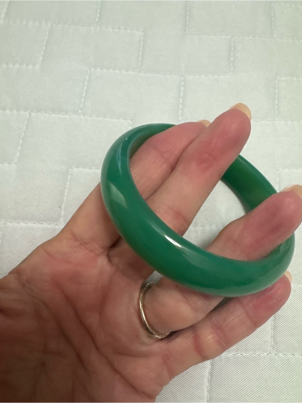 Green Jade Resin Bangle Bracelet - Women's Bracelet